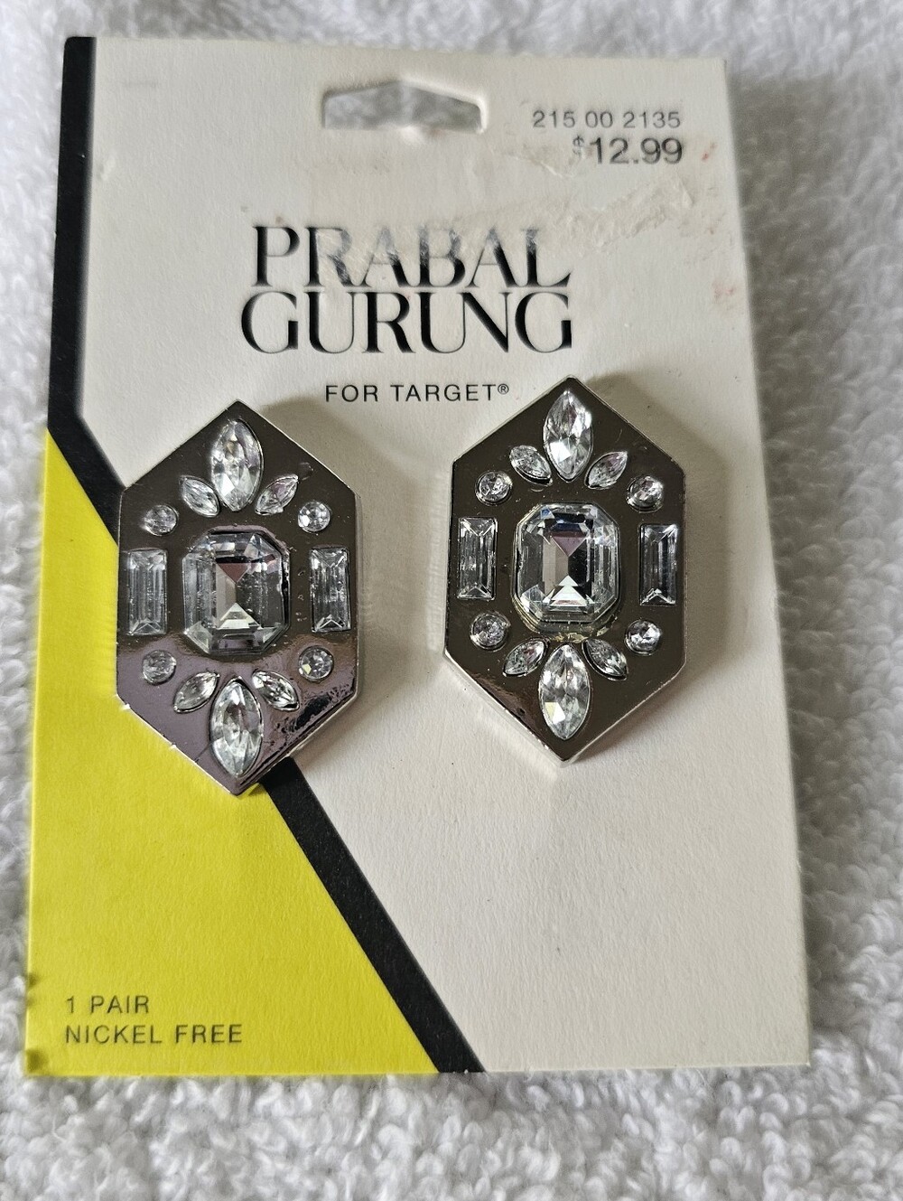 Prabal Gurung for Target Silver Faceted Crystal Hexagon Earrings